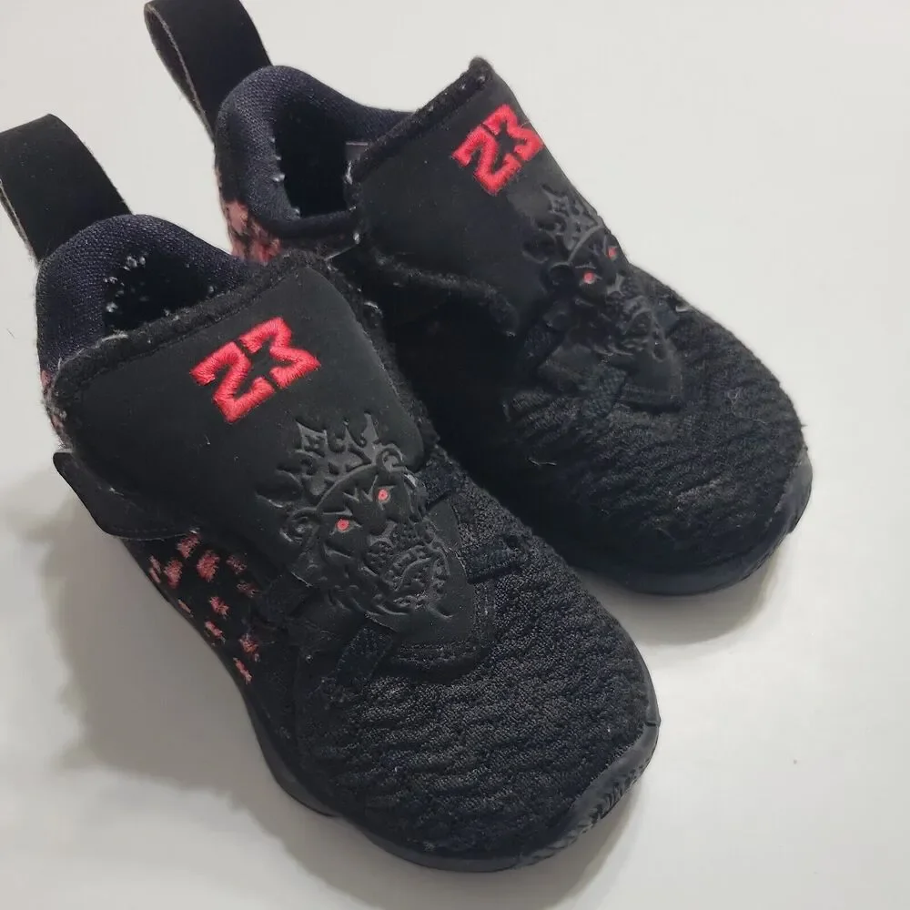 Nike Shoes Unisex Boy 7 Sneakers Black Stretch Faux Lace Up Mid Top 23‎ LeBron